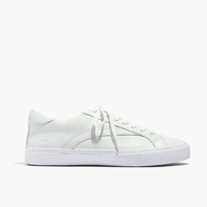Madewell Sidewalk Low-Top Sneakers in Leather in Pale Parchment White Size 6.5